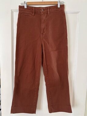 Quince Chestnut Brown Denim Cropped Straight Leg Jeans